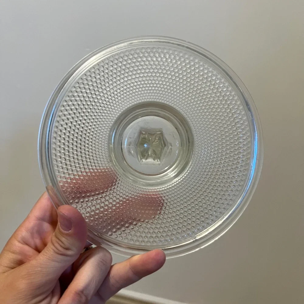 Vintage Clear Glass Heart Handle Tidbit Tray Beaded Hobnail Candy Jewelry Dish